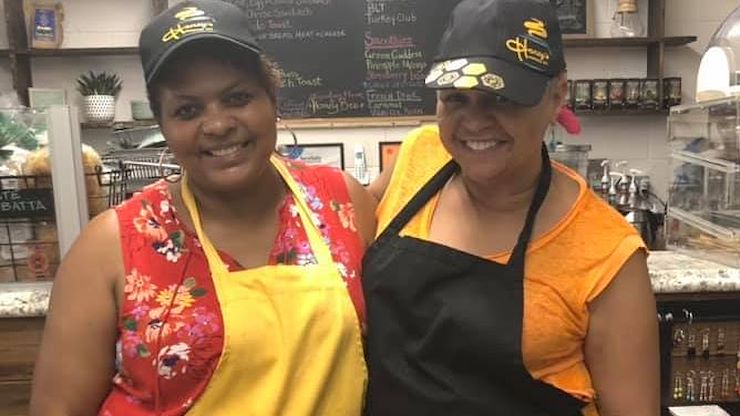 Melinda Hoagey (left) and sister Melanie McKnight operate Honey's Homebrewed Cafe in Pottstown. Melinda, and her two daughters, Kara Hoagey and Kaylan Hoagey, graduated from Montco's nursing program and work at Pottstown Hospital.