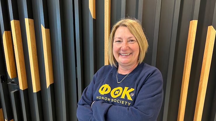 Communication Studies Assistant Professor Meredith Frank was recently named a five-star advisor by Phi Theta Kappa, the international honor society for two-year colleges. Photos by Eric Devlin