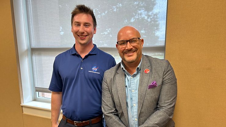 Tom Quinn, ’25, an engineering alumnus, talked about his experience as a student at Montgomery County Community College on the “Montco on the Move” podcast. Photo by Eric Devlin