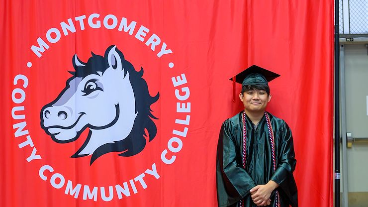 Montgomery County Community College recent graduate Joshua Jang at Commencement. The Mathematics (A.A.) major will attend a research study at the University of Massachusetts Dartmouth this summer. Photo by Linda Johnson