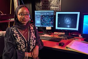 Loujain Ahmed at the observatory computer tracking space systems