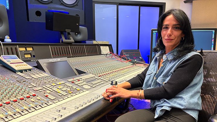 Mia Fanelli, a Sound Recording and Music Technology major in the Mix Room on the Blue Bell Campus of Montgomery County Community College. Fanelli has developed a new digital audio engineering tool called OHLA to assist individuals with sensory or perceptual differences. Photo by Eric Devlin
